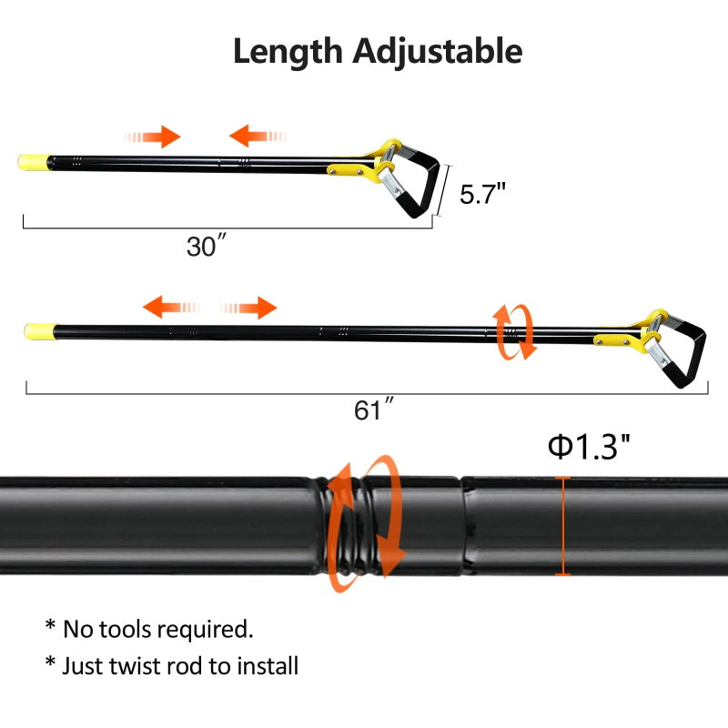 🧰🛠️30-61 Inch Black Adjustable Weeding Loop Stirrup Hoe