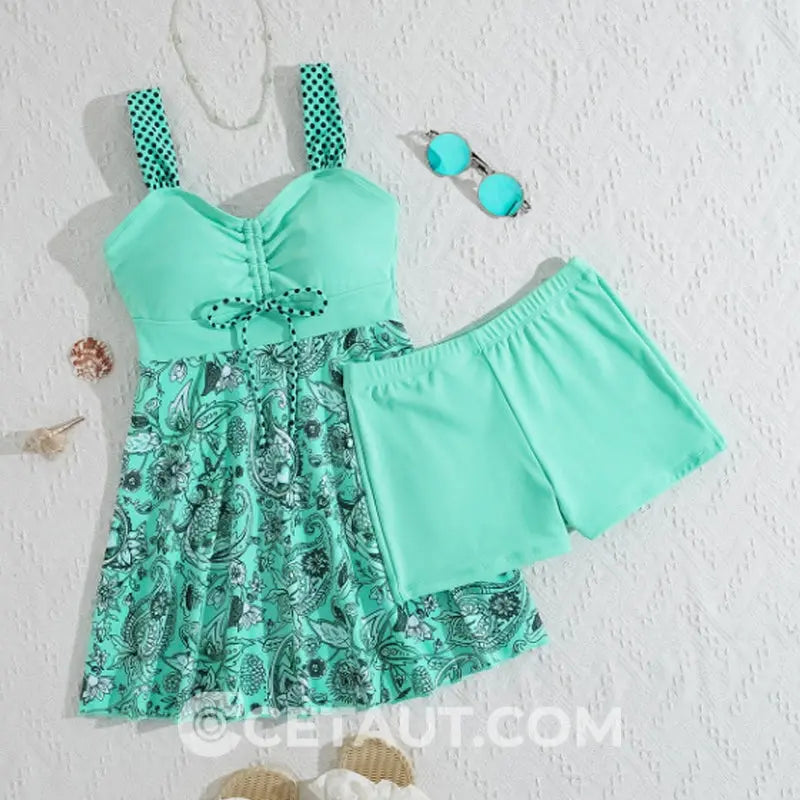 👙Badeanzug-Set: Badekleid & enganliegende Badeshorts