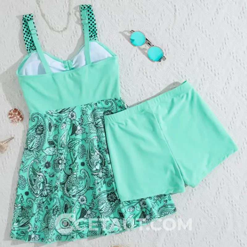 👙Badeanzug-Set: Badekleid & enganliegende Badeshorts