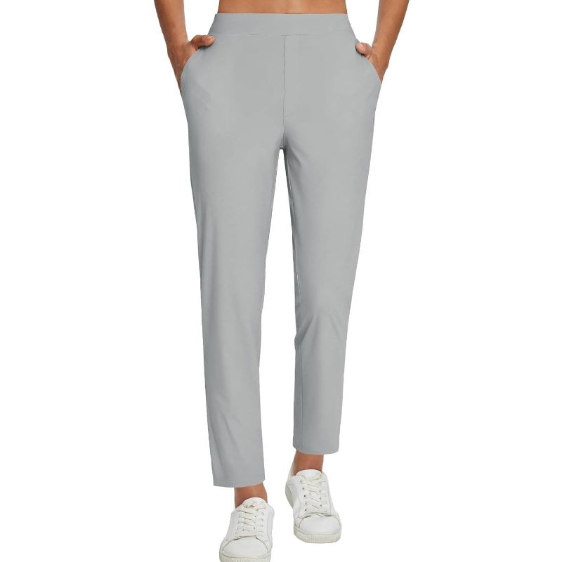 Elastische Damenhose mit hoher Taille und Reißverschlusstaschen