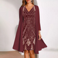 💕Damen-Set: Kleid mit V-Ausschnitt & transparenter langer Jacke