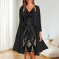 💕Damen-Set: Kleid mit V-Ausschnitt & transparenter langer Jacke