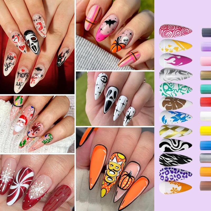 🎁Heißer Verkauf – 50 % Rabatt!✨ 12 Farben Nagelkunst-Stifte-Set für kreative Designs 💅🎨