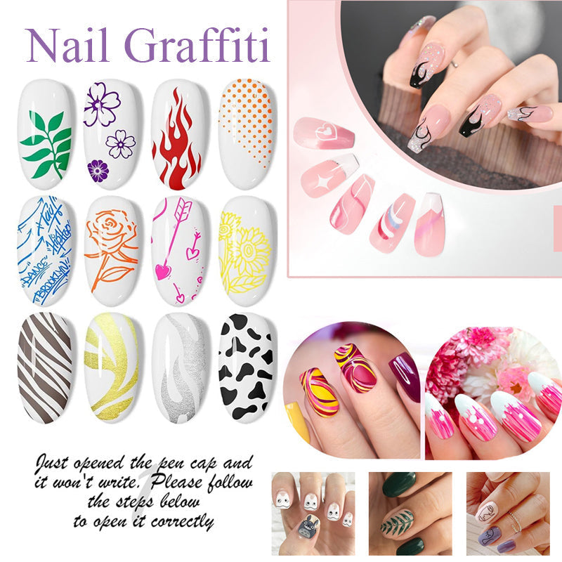 🎁Heißer Verkauf – 50 % Rabatt!💅🎨12 Farben Nagelkunst-Stifte-Set für kreative Designs