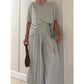 🧼Damenset aus atmungsaktivem Stoff – 👚Lockere Kurzarmbluse & Weite Hose mit Plisseedetails | Bequem, stylisch & pflegeleicht