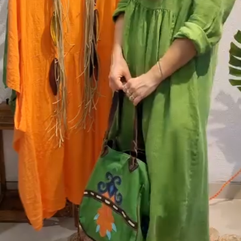 Loose Fit Solid Color V-Neck Maxi Dress