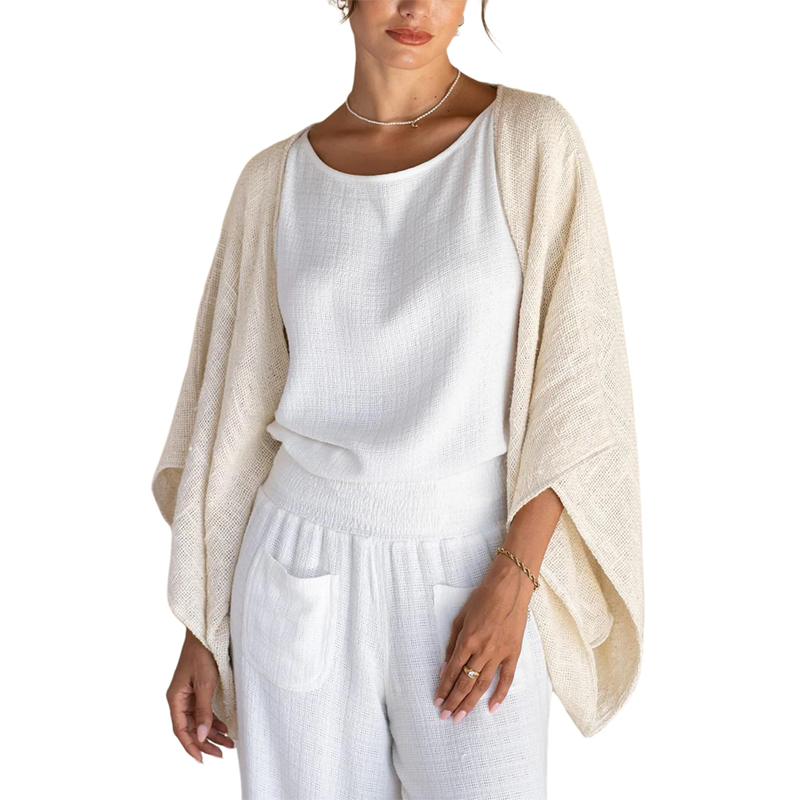 ✨Damen lockerer Cardigan mit 3/4-Ärmeln und offener Vorderseite
