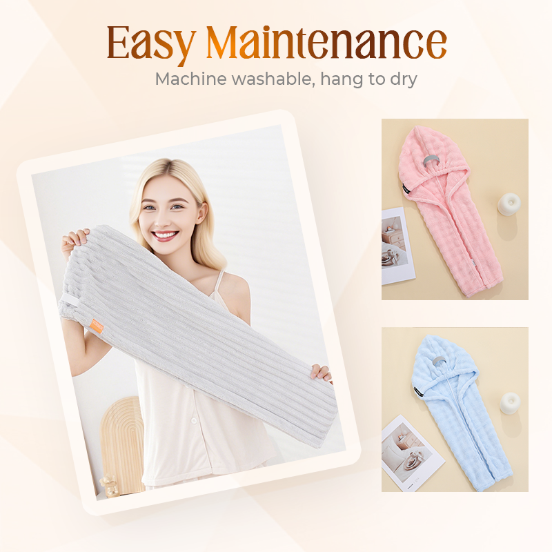 🛁  Großes Haarhandtuch mit sicherem Band für Frauen