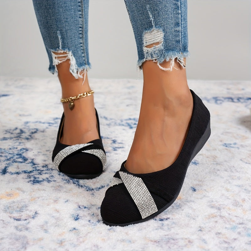 🔥49% RABATT – Leichte, modische Damenschuhe mit Strass und Keilabsatz