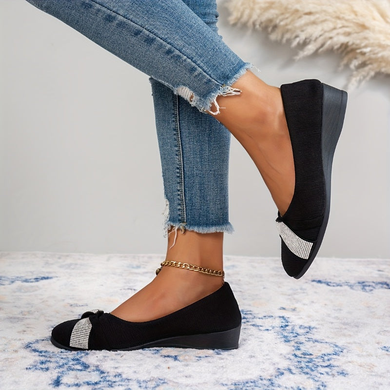 🔥49% RABATT – Leichte, modische Damenschuhe mit Strass und Keilabsatz