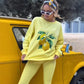 🍋Stylischer Zweiteiler: bedruckter Hoodie und Hose
