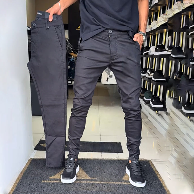 Herren Slim-Fit Freizeithose in Unifarben