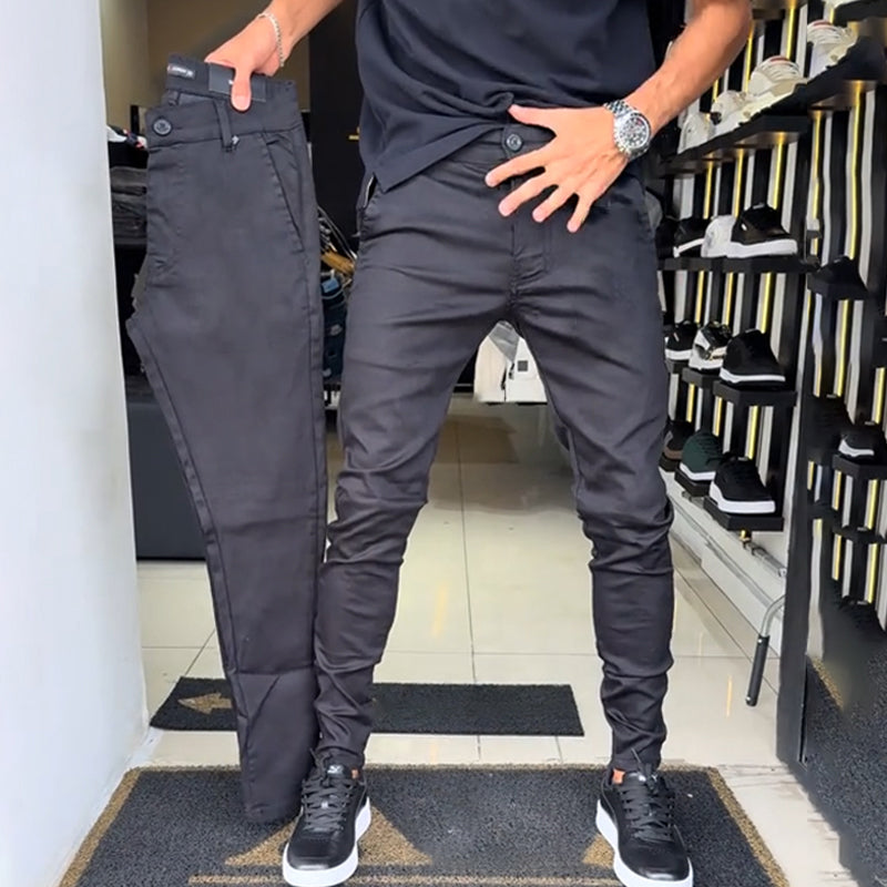 Herren Slim-Fit Freizeithose in Unifarben