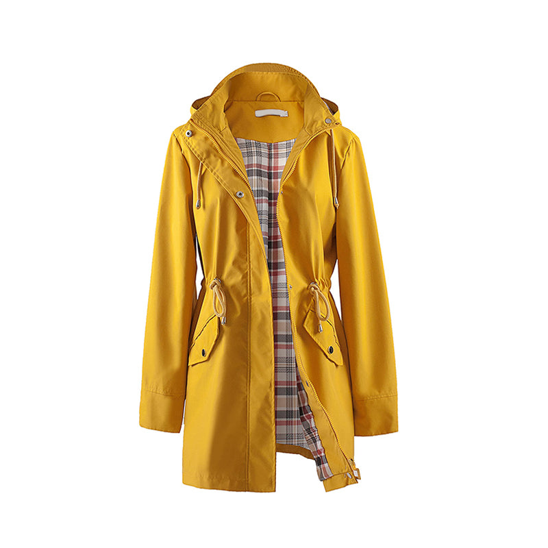 Mittellange Windjacke mit Kapuze, Tunnelzug und Reißverschluss