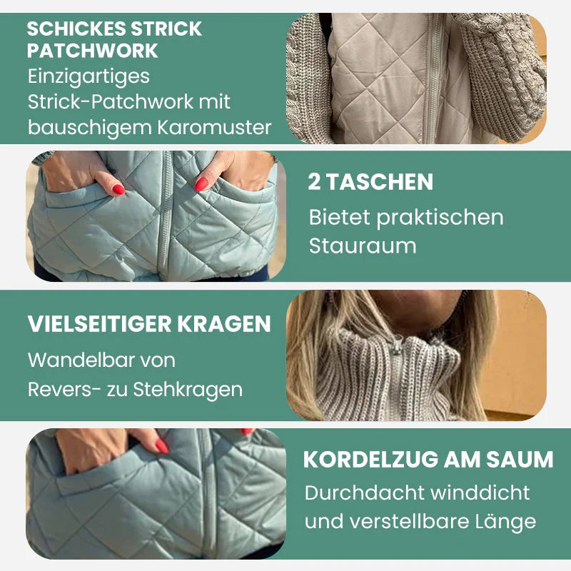 ⏳Begrenzte Zeit 50% Rabatt💥Gestrickte Patchwork-Pufferjacke für Damen
