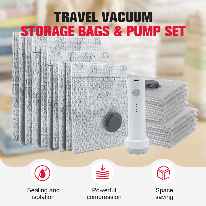 🧳 【 Limitiertes Angebot – 50% Rabatt!】✨ Reise-Vakuumbeutel-Set mit Pumpe – Platzsparend, Robust & Perfekt Für Mehr Stauraum Auf Reisen 🔋