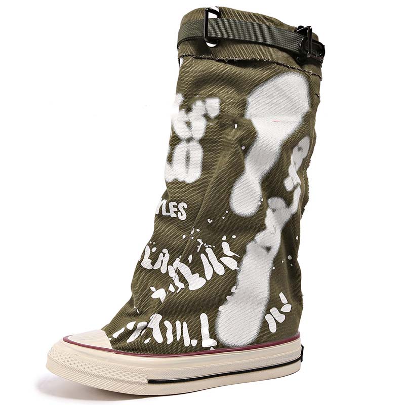 💗Begrenzte Stückzahl verfügbar 50 % Rabatt💗Flache Retro-Stiefel aus Canvas mit mittlerem Schaft für Damen