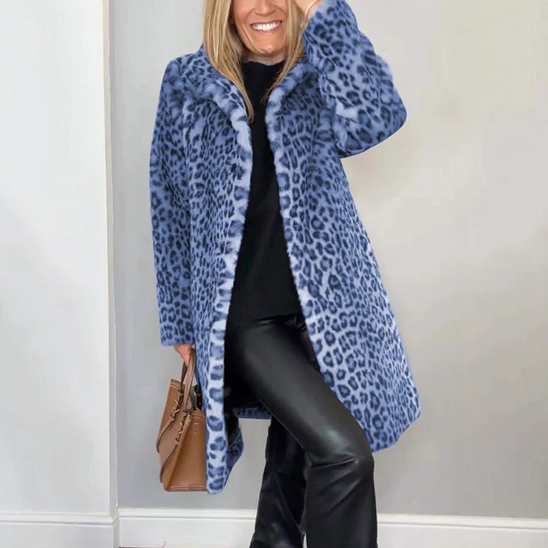 Mittellange Jacke mit Leopardenmuster für Damen