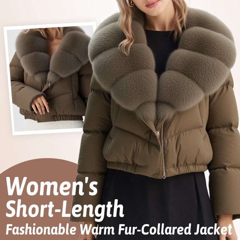 🍁Damen kurze, modische und warme Jacke mit Kunstfellkragen