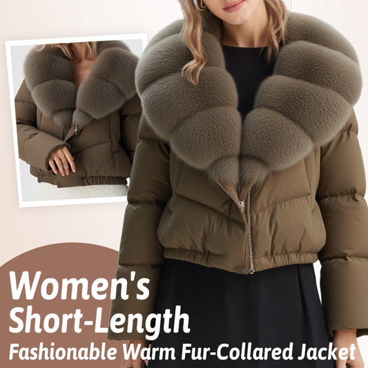 🍁Damen kurze, modische und warme Jacke mit Kunstfellkragen