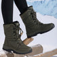 Warme, knöchelhohe Schneestiefel zum Schnüren für Damen