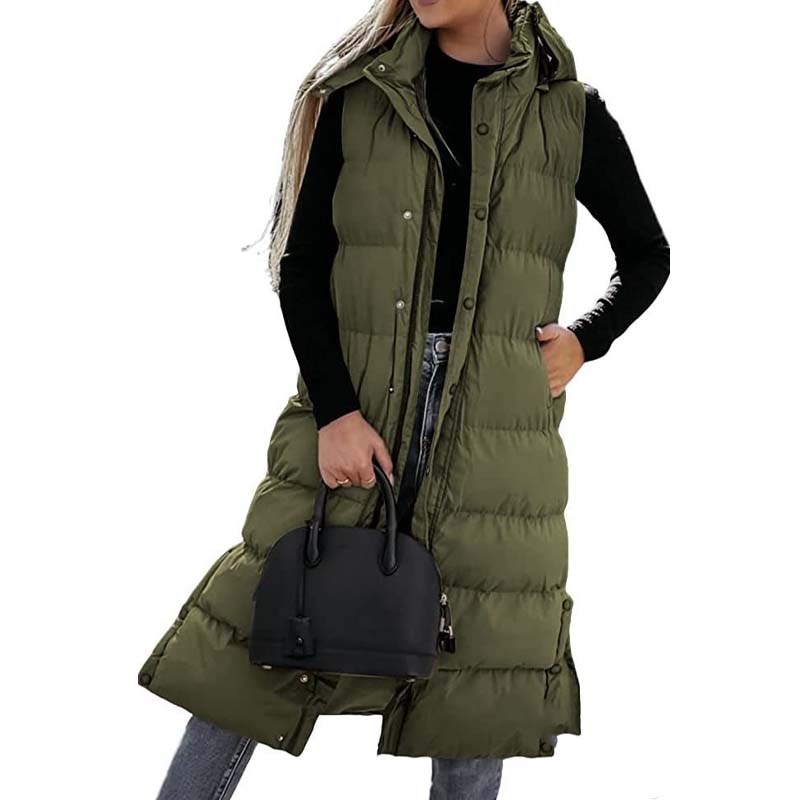 🔥HERVORRAGENDER ABVERKAUF 50%🔥Lange Pufferweste für Damen | Gesteppte Kapuze und Knopfverschluss❄️