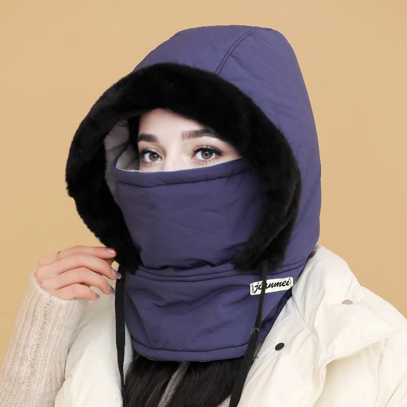 Plüschgefütterte, verdickte Thermomütze mit Gesichtsmaske für Männer und Frauen