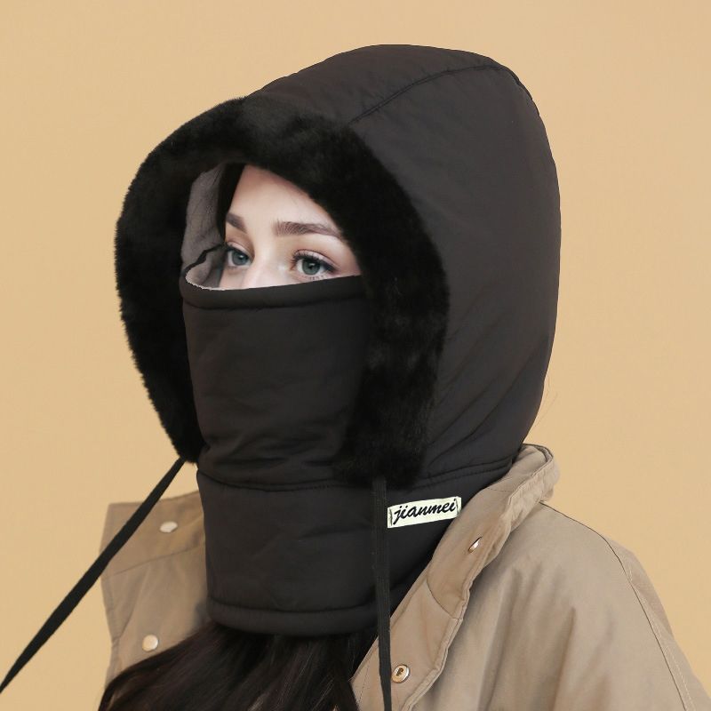 Plüschgefütterte, verdickte Thermomütze mit Gesichtsmaske für Männer und Frauen