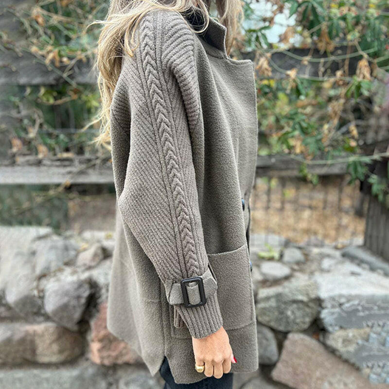 ❄️🍂Mittellanger Damenrock mit doppelten Knöpfen und Revers