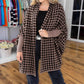 Damen Poncho mit offener Vorderseite im Hahnentritt-Muster