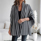Damen Poncho mit offener Vorderseite im Hahnentritt-Muster