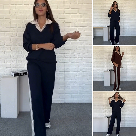 Damen-Set mit Langarm-Reversbluse und Hose💖Vielseitiger Stil, geeignet für Geschäftstreffen und Wochenendveranstaltungen