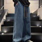 Herren lässige und lockere Jeans mit weitem Bein