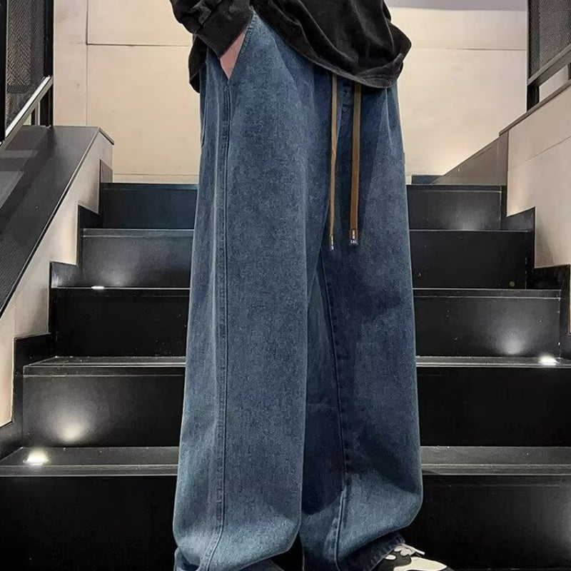 Herren lässige und lockere Jeans mit weitem Bein