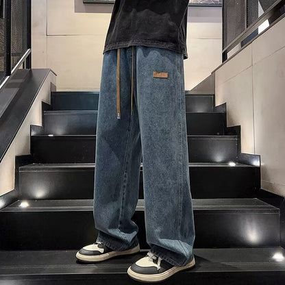 Herren lässige und lockere Jeans mit weitem Bein