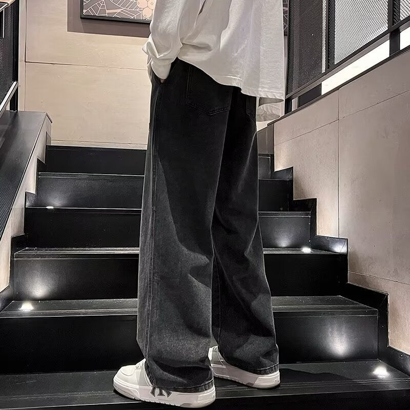 Herren lässige und lockere Jeans mit weitem Bein