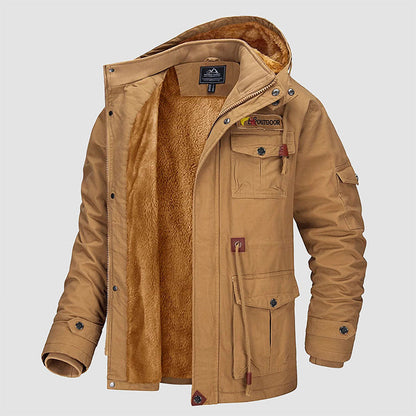 [Das perfekte Geschenk] Herren-Winterjacke aus Baumwolle mit Kordelzug im Military-Stil – Komfort und Stil vereint