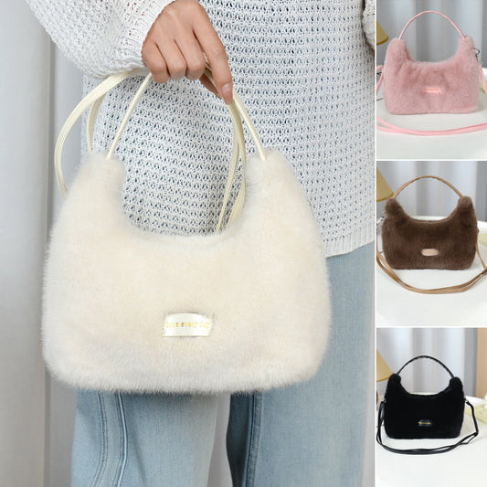 Plüsch-Umhängetasche für Damen im minimalistisch-schicken Design