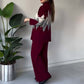 Modische Farbe-Blocking-Set aus Pullover und Hose mit Rautenmuster