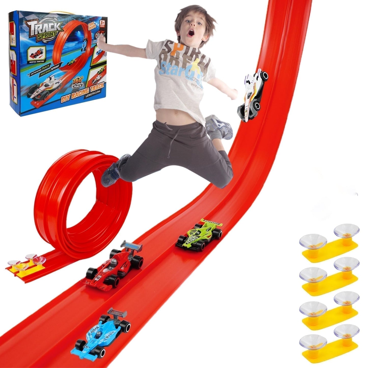 🎁Frühweihnachtlicher Sonderverkauf 50% Rabatt🎅🏎️DIY-Rennbahn für Kinder aus Aluminiumlegierung mit Saugnäpfen