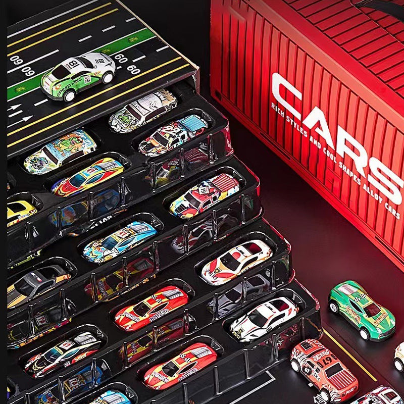 🎁48 Mini-Rückziehautos mit integrierter Garage (Set)🚗🎪