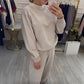 Damenmode Rundhals-Oberteil & Hose 2-teiliges Set