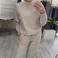 Damenmode Rundhals-Oberteil & Hose 2-teiliges Set