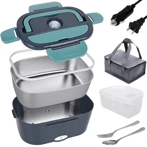 ✨🍴Mobile elektrische Brotdose – Für Auto & Haushalt, Steckdosenbetrieb, Edelstahl-Innenbehälter 🔌🍱