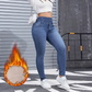 Modische, warme Damen-Jeans im lässigen Stil