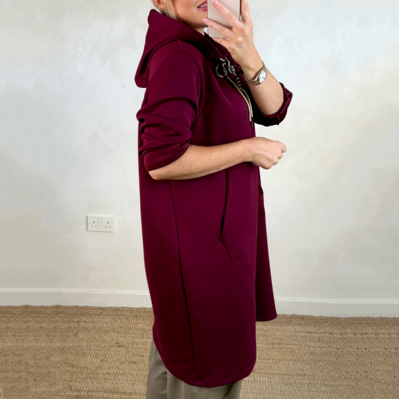 Übergroßes langes Kapuzenkleid für Damen mit Taschen