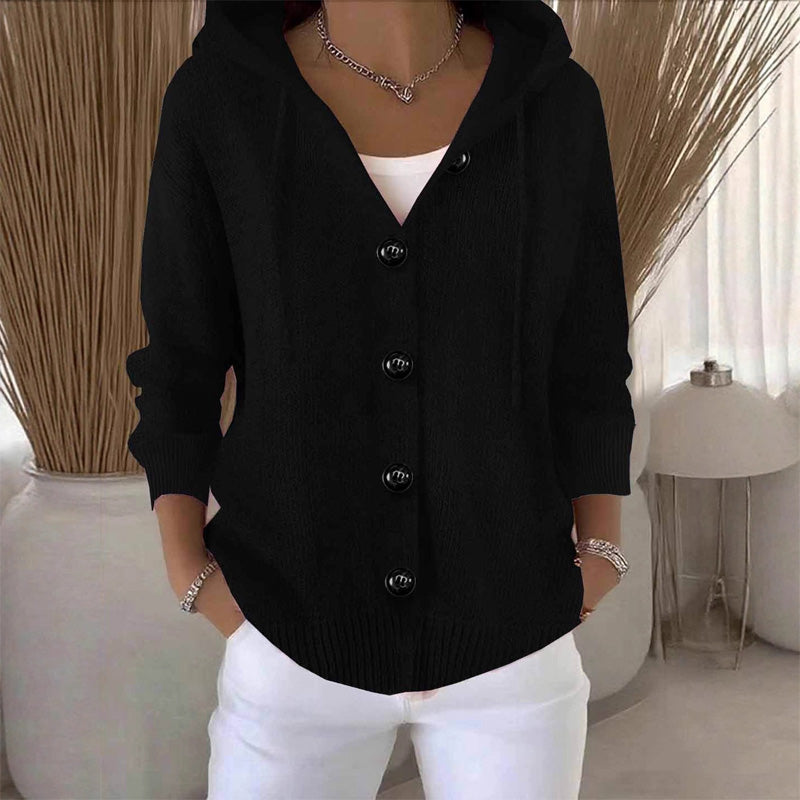 Damen einfarbige Strickjacke mit langen Ärmeln