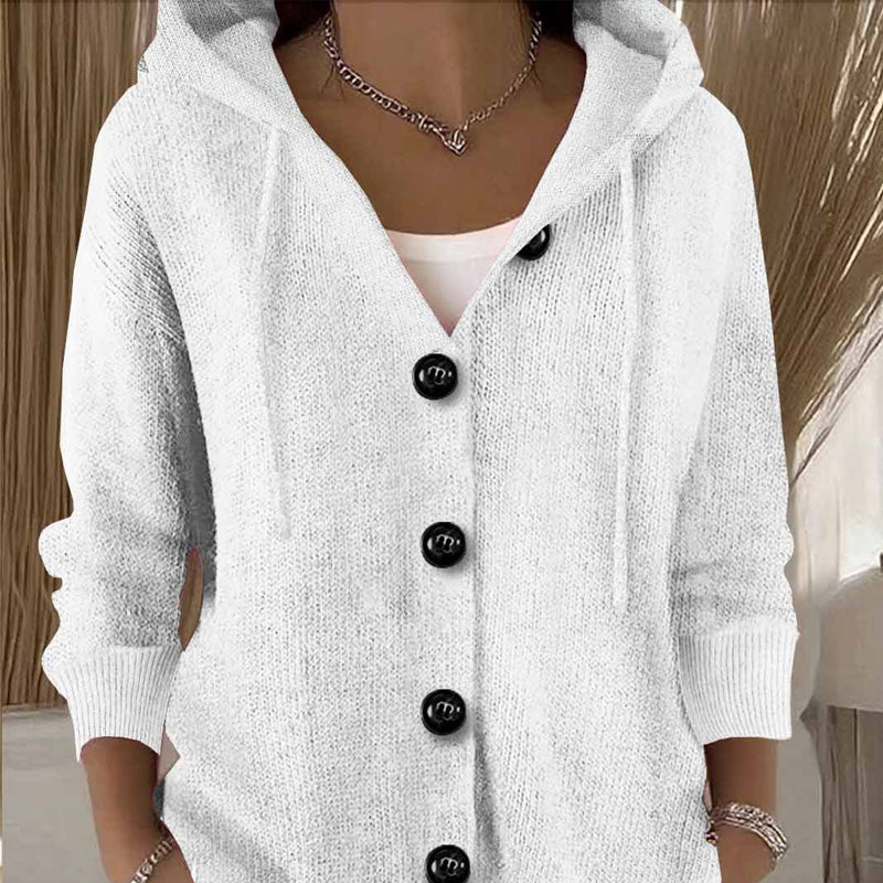 Damen einfarbige Strickjacke mit langen Ärmeln