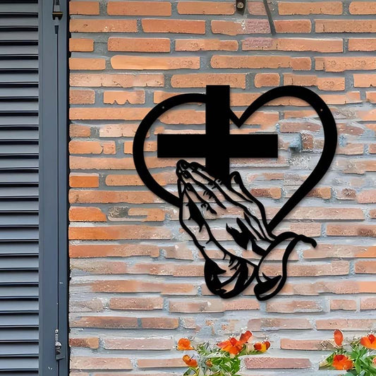Elegante christliche Herz & Kreuz Wandkunst