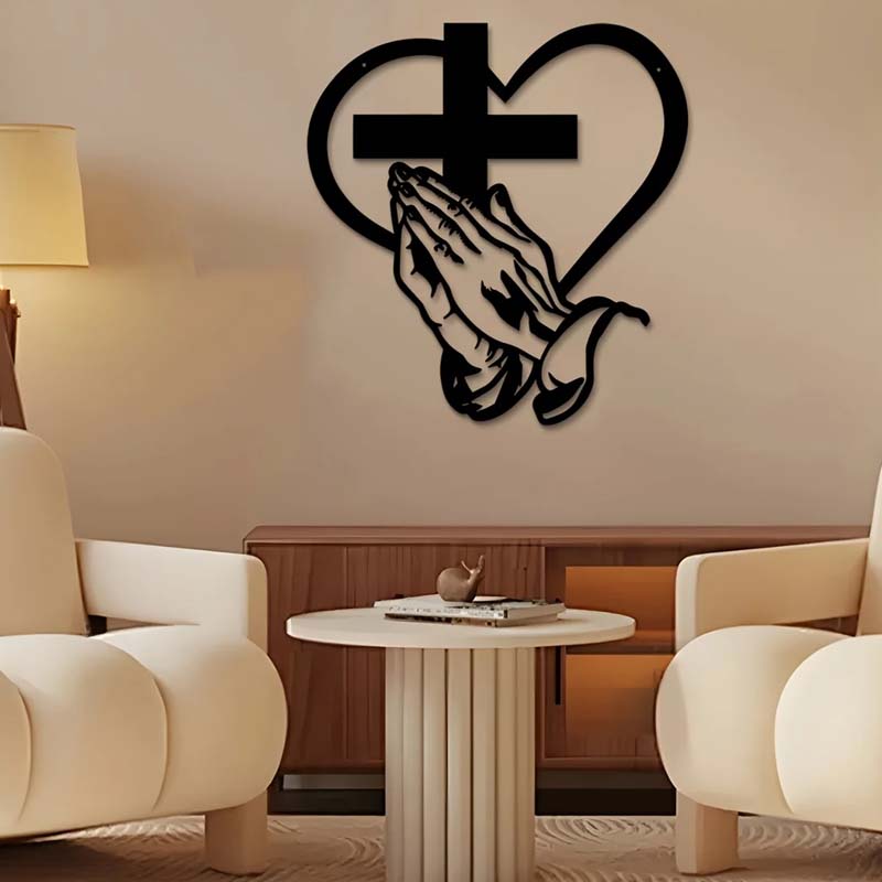 Elegante christliche Herz & Kreuz Wandkunst